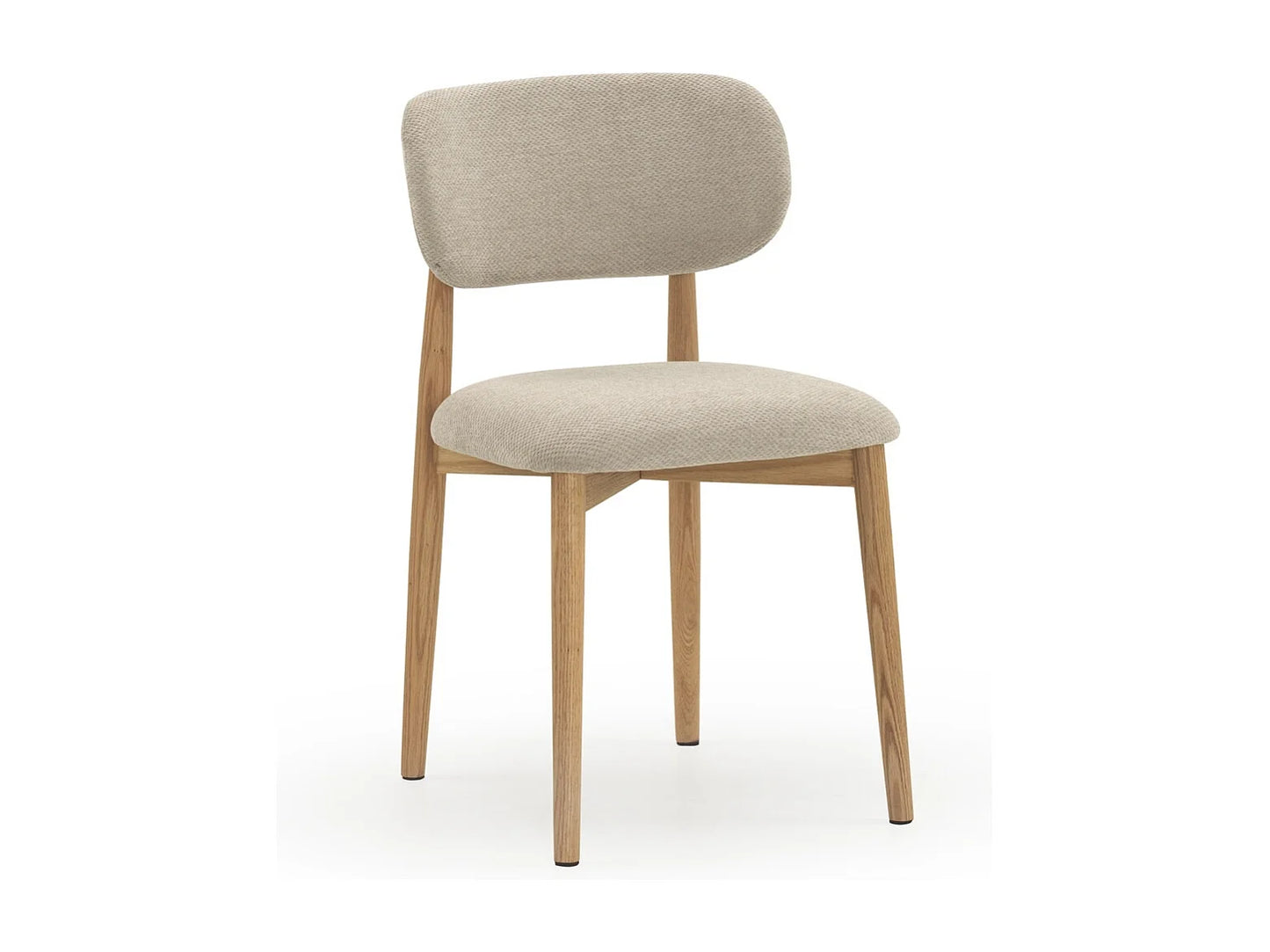 Quatuor Chaises Japandi Chêne Tapissées Beige - Chêne
