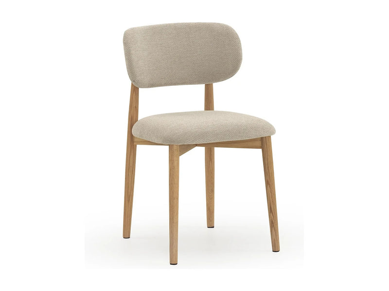 Quatuor Chaises Japandi Chêne Tapissées Beige - Chêne