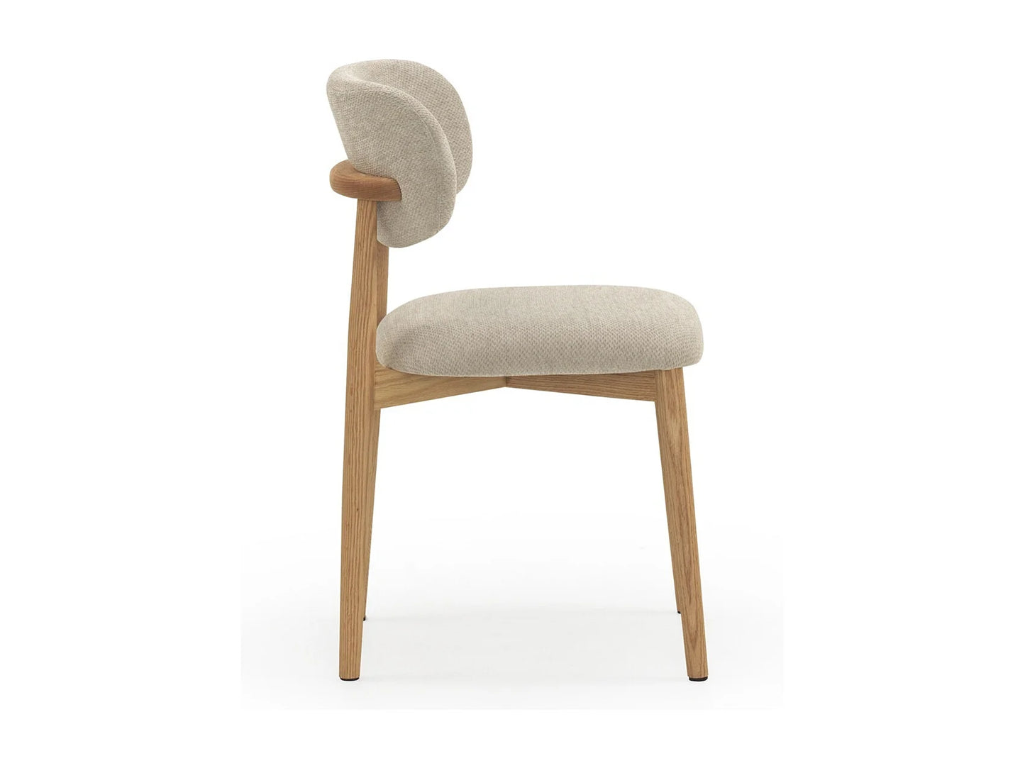 Quatuor Chaises Japandi Chêne Tapissées Beige - Chêne