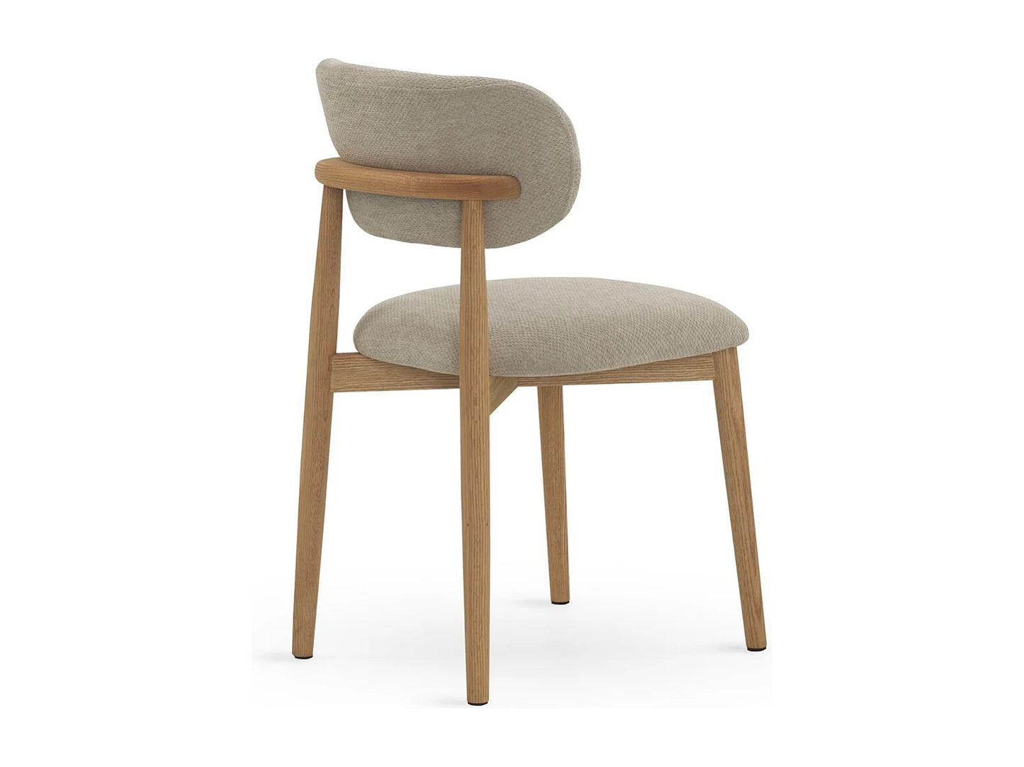 Quatuor Chaises Japandi Chêne Tapissées Beige - Chêne