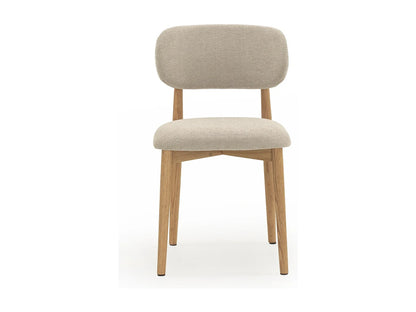Quatuor Chaises Japandi Chêne Tapissées Beige - Chêne