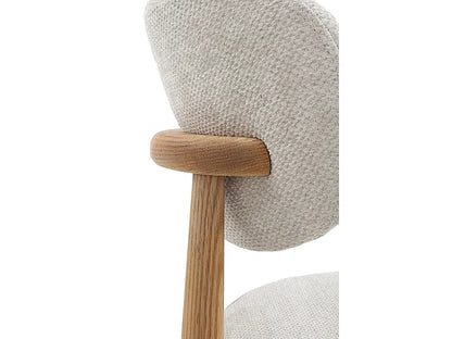 Quatuor Chaises Japandi Chêne Tapissées Beige - Chêne