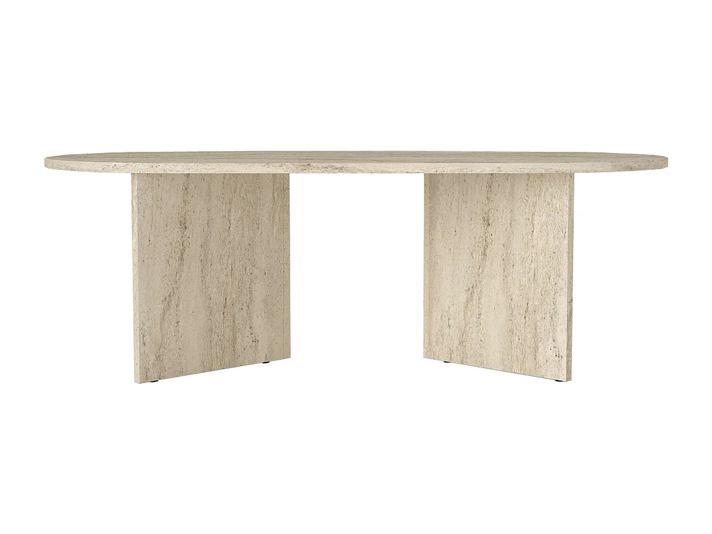 Table Basse Japandi Ovale Effet Travertin - Topania