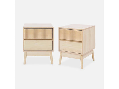 Lot 2 Chevets Japandi Pieds Pin - Linear