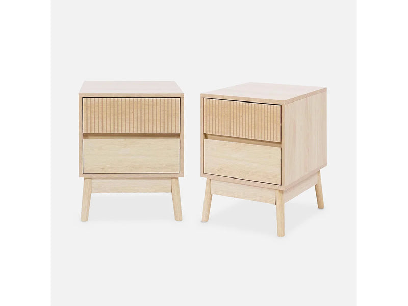 Lot 2 Chevets Japandi Pieds Pin - Linear