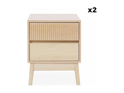 Lot 2 Chevets Japandi Pieds Pin - Linear