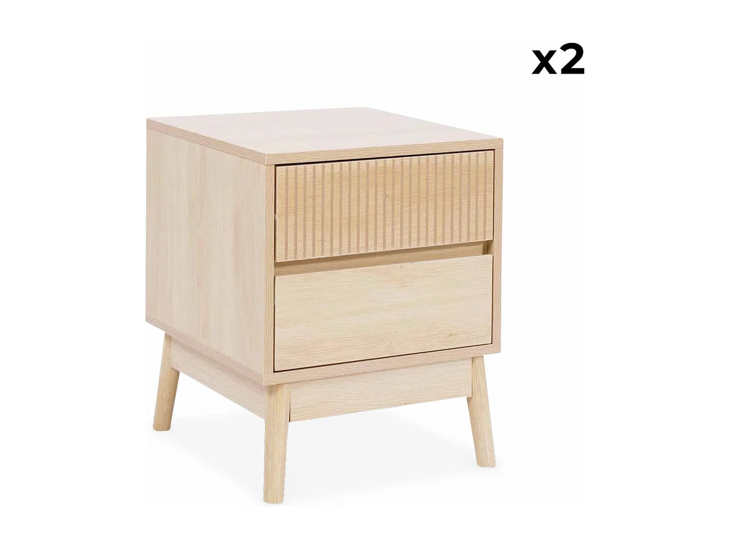 Lot 2 Chevets Japandi Pieds Pin - Linear