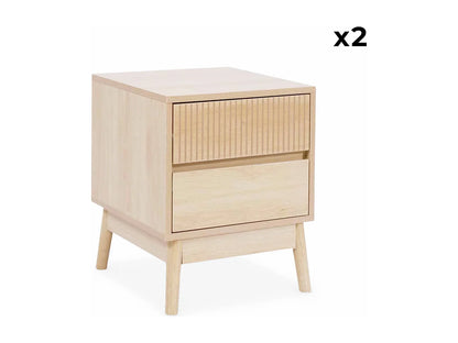 Lot 2 Chevets Japandi Pieds Pin - Linear