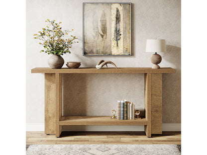 Console Étroite Japandi Bois Naturel - Salon