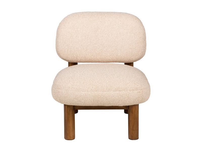 Fauteuil Japandi Bouclette Et Bois Beige - Nubo