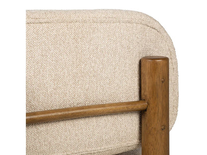 Fauteuil Japandi Bouclette Et Bois Beige - Nubo