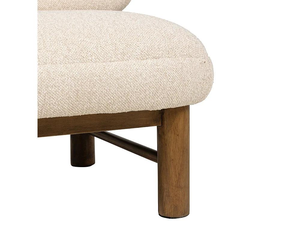 Fauteuil Japandi Bouclette Et Bois Beige - Nubo