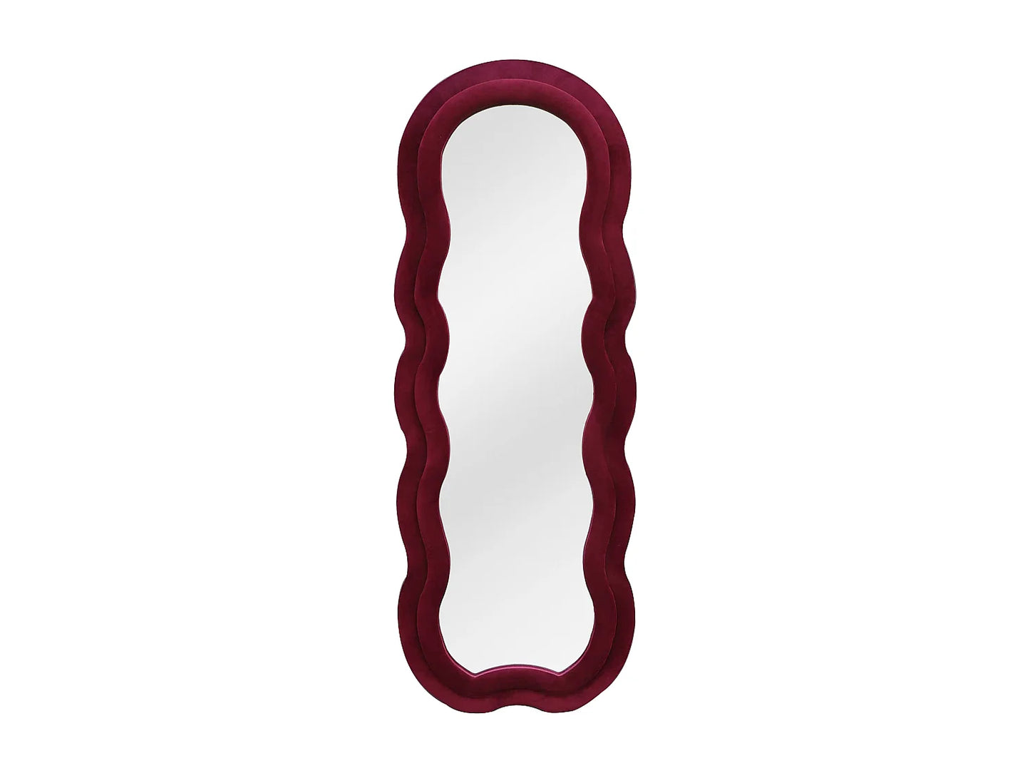 Grand Miroir Japandi Organique Velours Bordeaux - Linoa