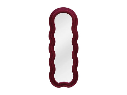Grand Miroir Japandi Organique Velours Bordeaux - Linoa