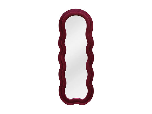Grand Miroir Japandi Organique Velours Bordeaux - Linoa