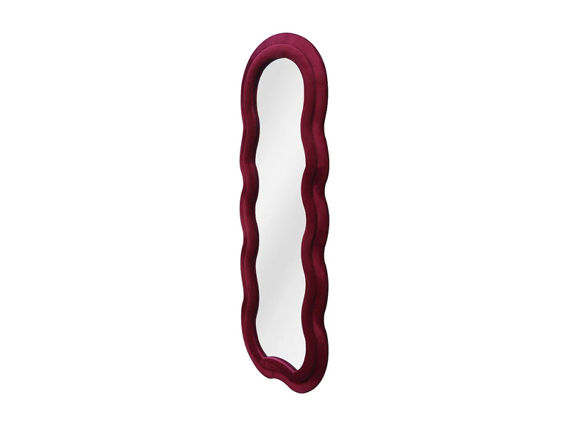Grand Miroir Japandi Organique Velours Bordeaux - Linoa