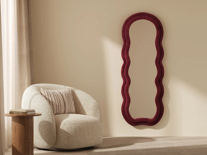 Grand Miroir Japandi Organique Velours Bordeaux - Linoa