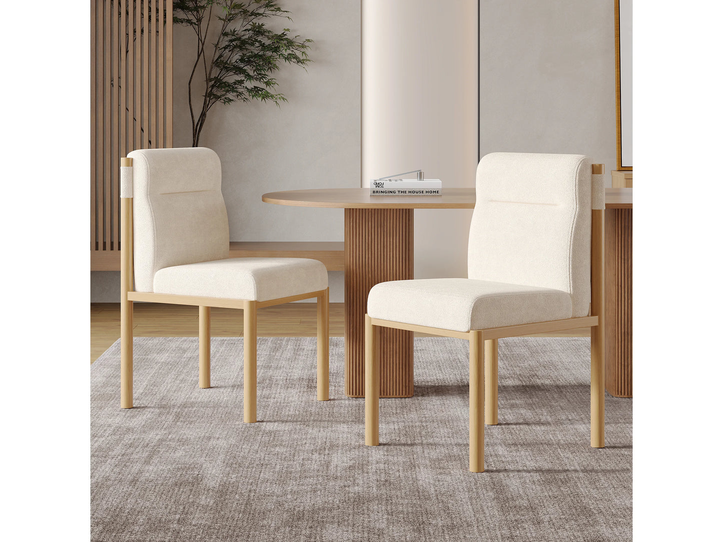 Lot 2 Chaises Japandi Structure Effet Chêne - Sherpa