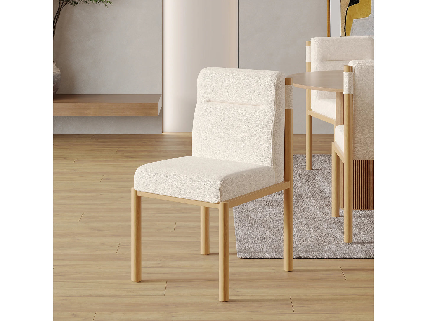 Lot 2 Chaises Japandi Structure Effet Chêne - Sherpa