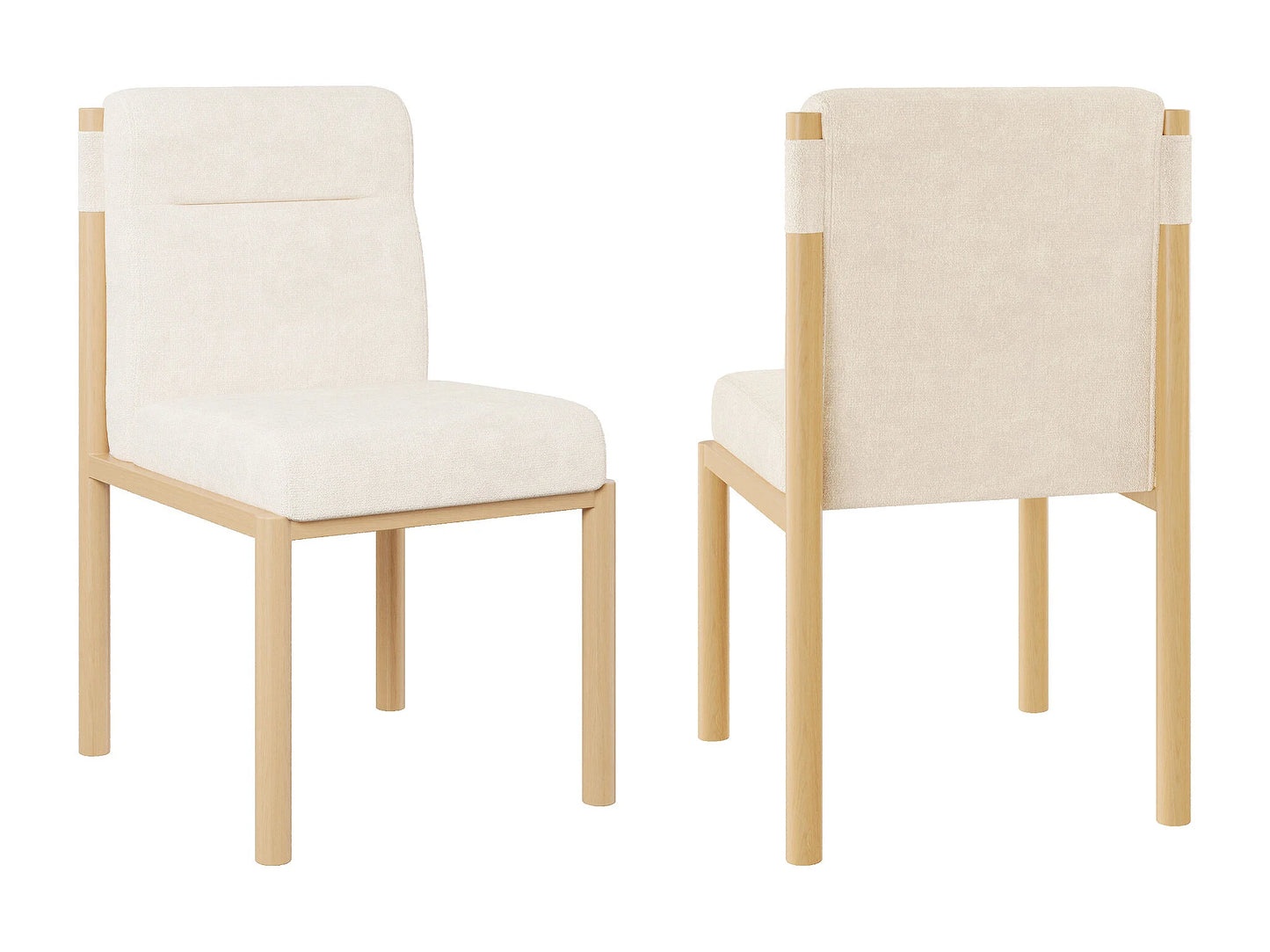 Lot 2 Chaises Japandi Structure Effet Chêne - Sherpa