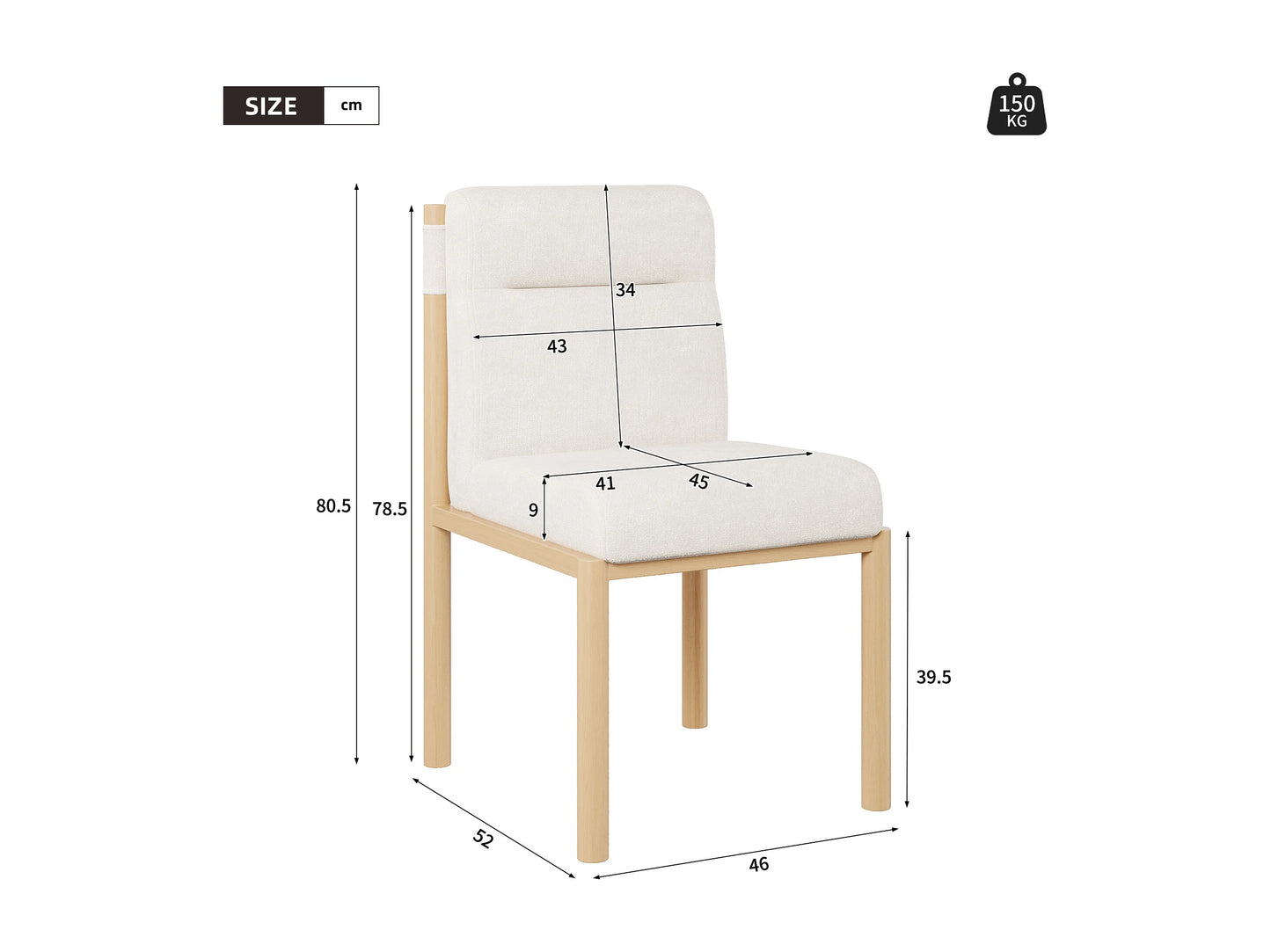 Lot 2 Chaises Japandi Structure Effet Chêne - Sherpa