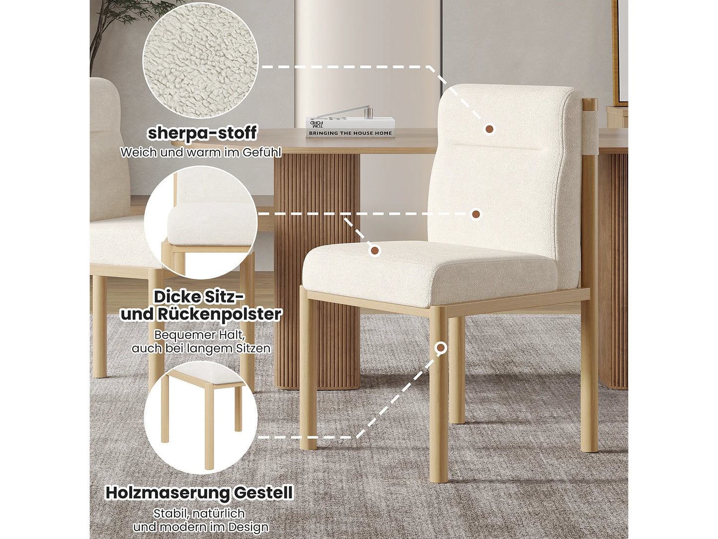 Lot 2 Chaises Japandi Structure Effet Chêne - Sherpa