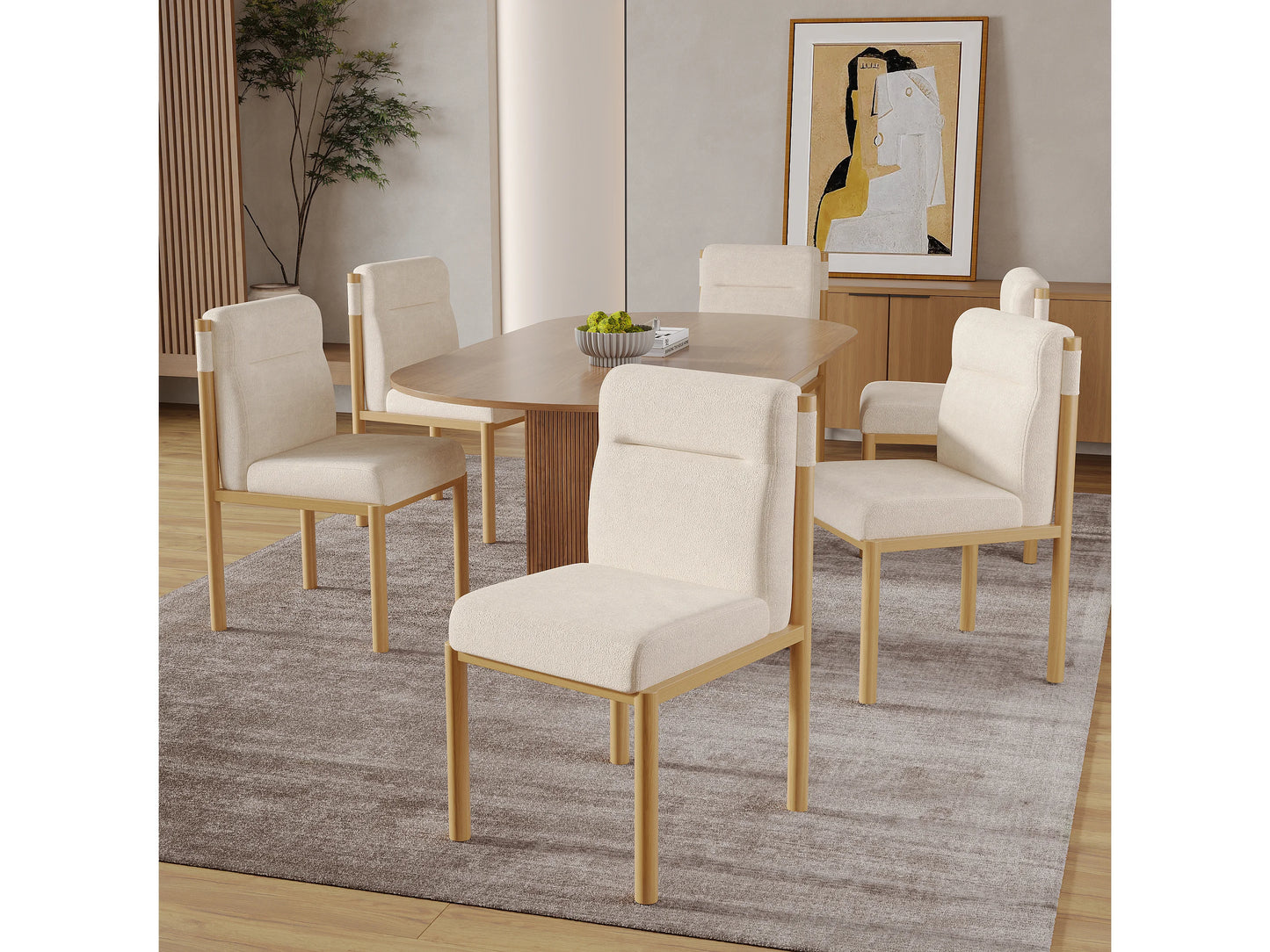Lot 2 Chaises Japandi Structure Effet Chêne - Sherpa
