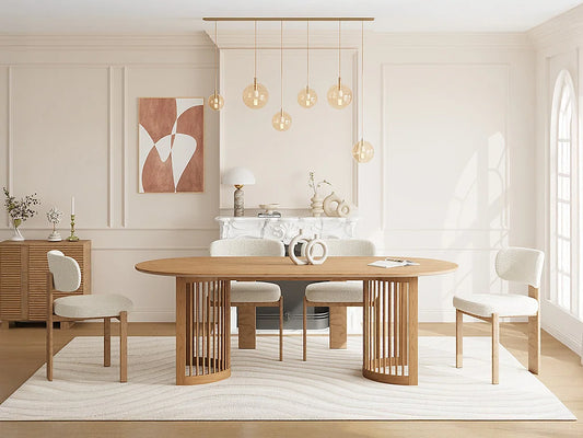 Table Chêne Japandi Pieds En Hévéa - Neliram