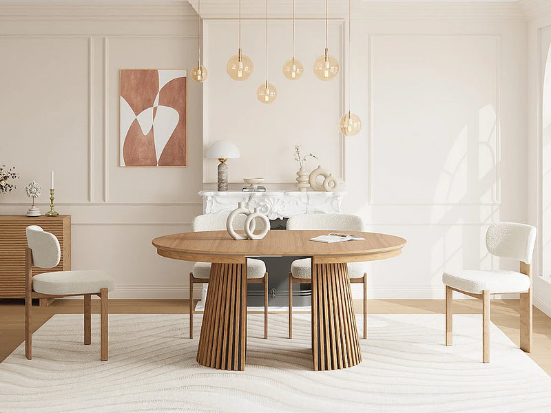 Table Extensible Japandi Placage Chêne Naturel - Carmiza