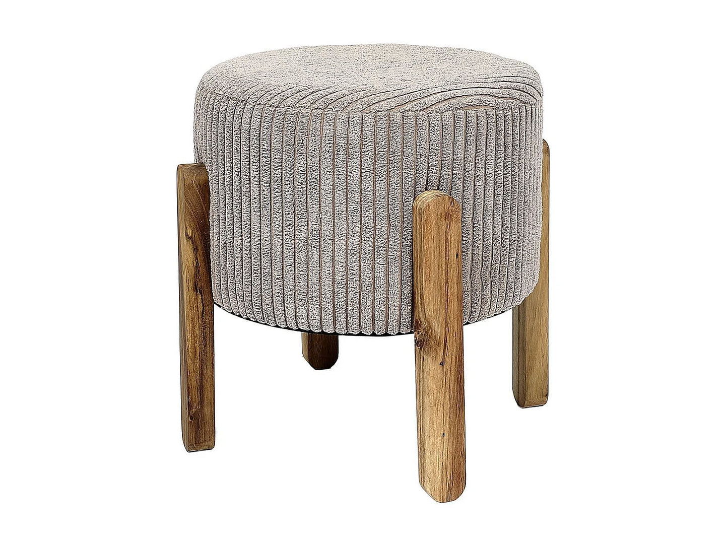 Lot De 2 Tabourets Japandi Velours Taupe - Amory