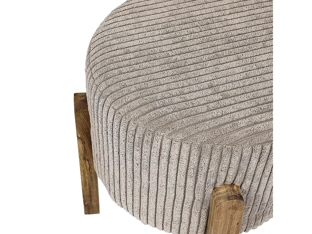 Lot De 2 Tabourets Japandi Velours Taupe - Amory