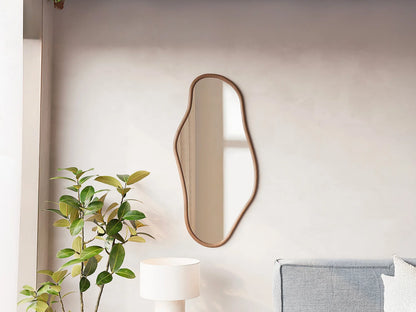 Miroir Forme Japandi Hévéa Naturel Foncé - Yaoli