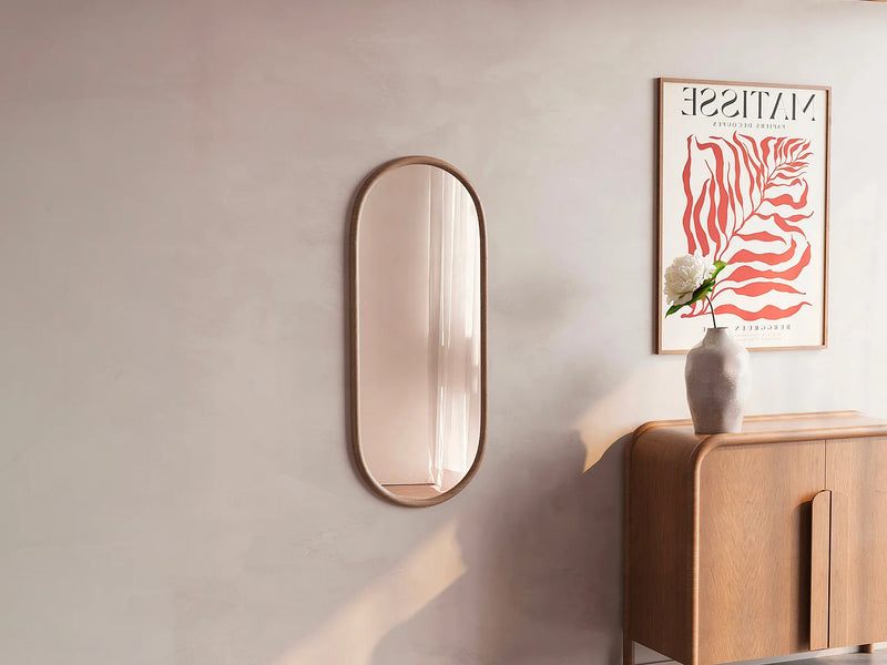 Miroir Vertical Japandi Ovale Hévéa - Shaxi