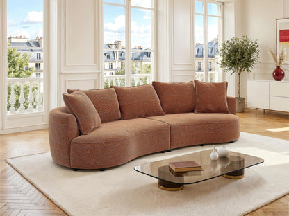 Canapé Japandi Chenille Terracotta 4 Places - Ceprano