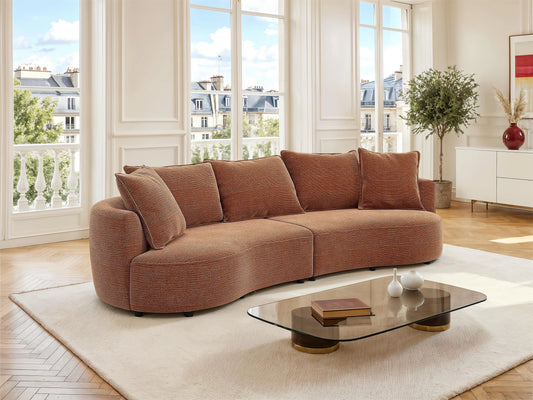 Canapé Japandi Chenille Terracotta 4 Places - Ceprano