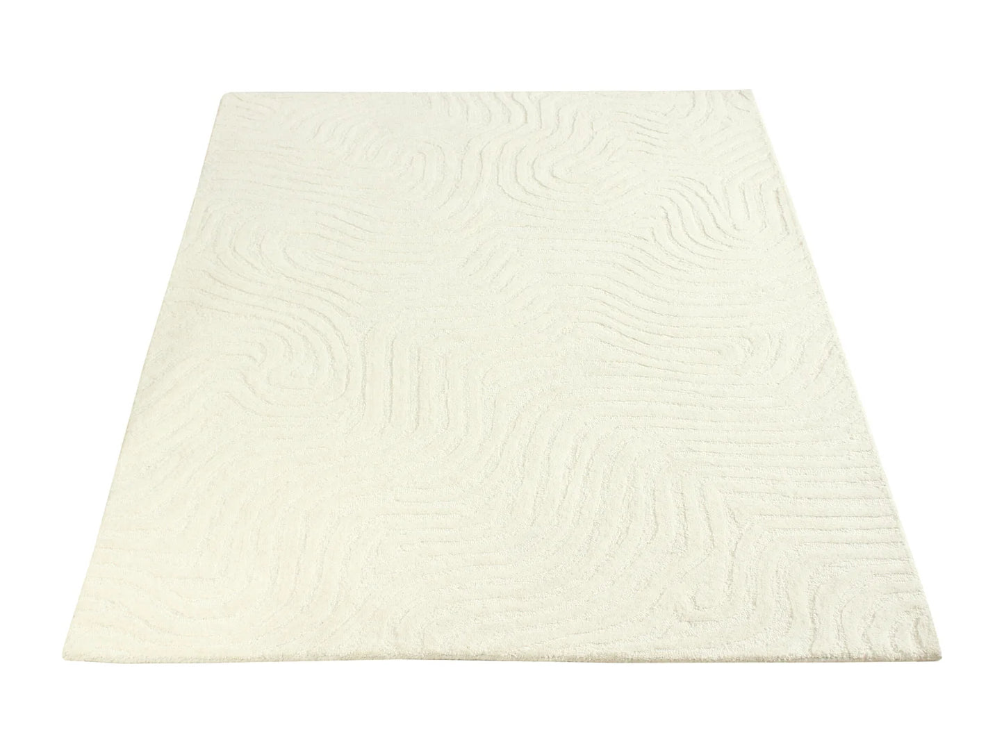 Tapis Japandi Relief Laine Ivoire - Neora