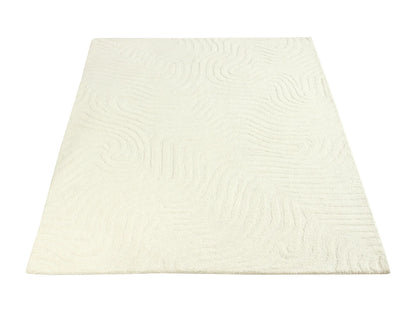 Tapis Japandi Relief Laine Ivoire - Neora