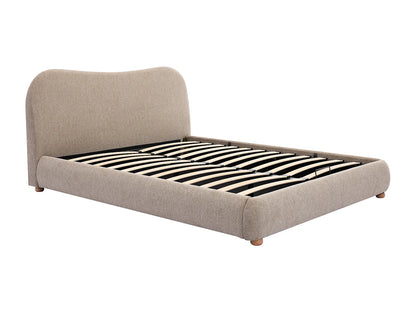 Lit Coffre Japandi Tissu Teinte Taupe - Vanari