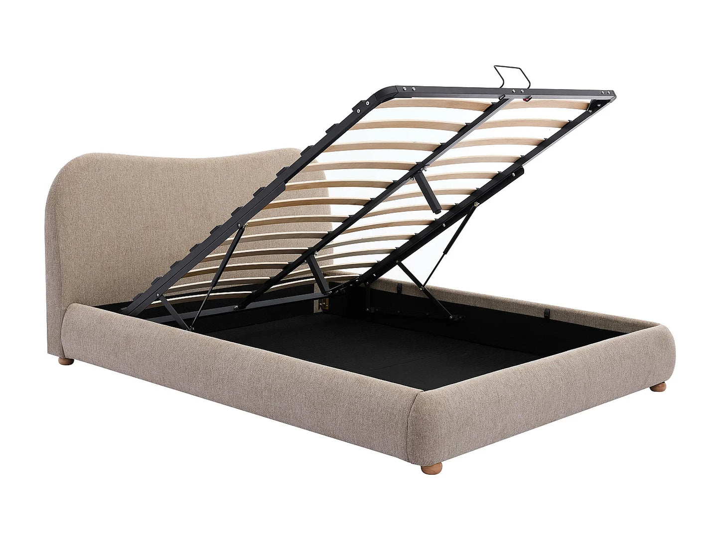 Lit Coffre Japandi Tissu Teinte Taupe - Vanari