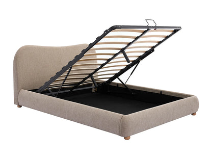 Lit Coffre Japandi Tissu Teinte Taupe - Vanari
