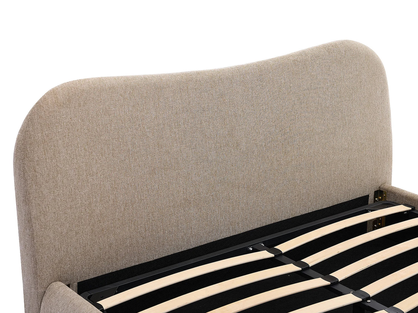 Lit Coffre Japandi Tissu Teinte Taupe - Vanari