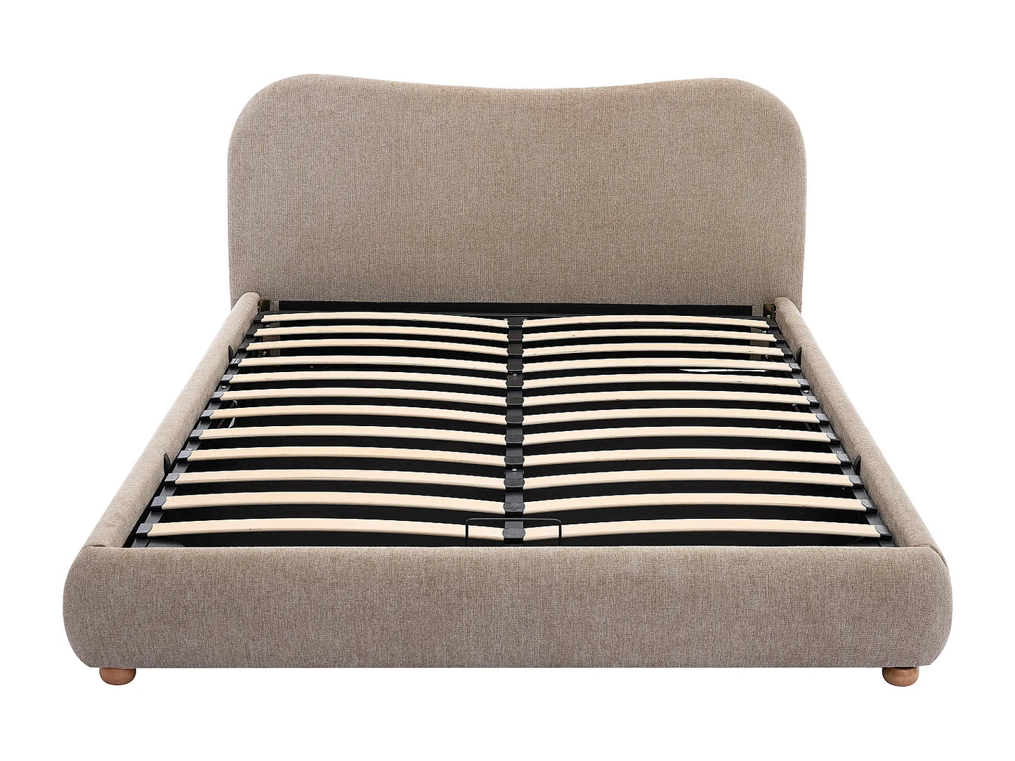 Lit Coffre Japandi Tissu Teinte Taupe - Vanari