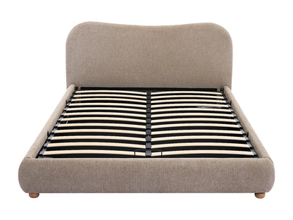 Lit Coffre Japandi Tissu Teinte Taupe - Vanari