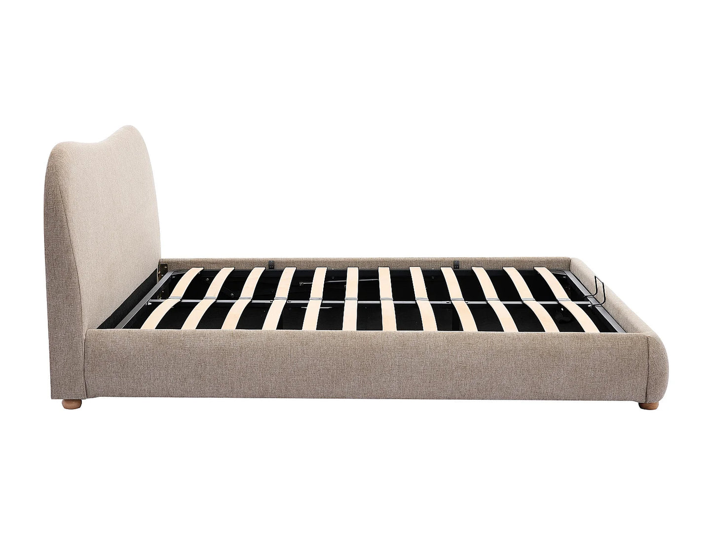 Lit Coffre Japandi Tissu Teinte Taupe - Vanari