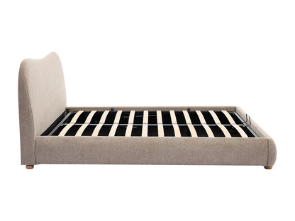Lit Coffre Japandi Tissu Teinte Taupe - Vanari