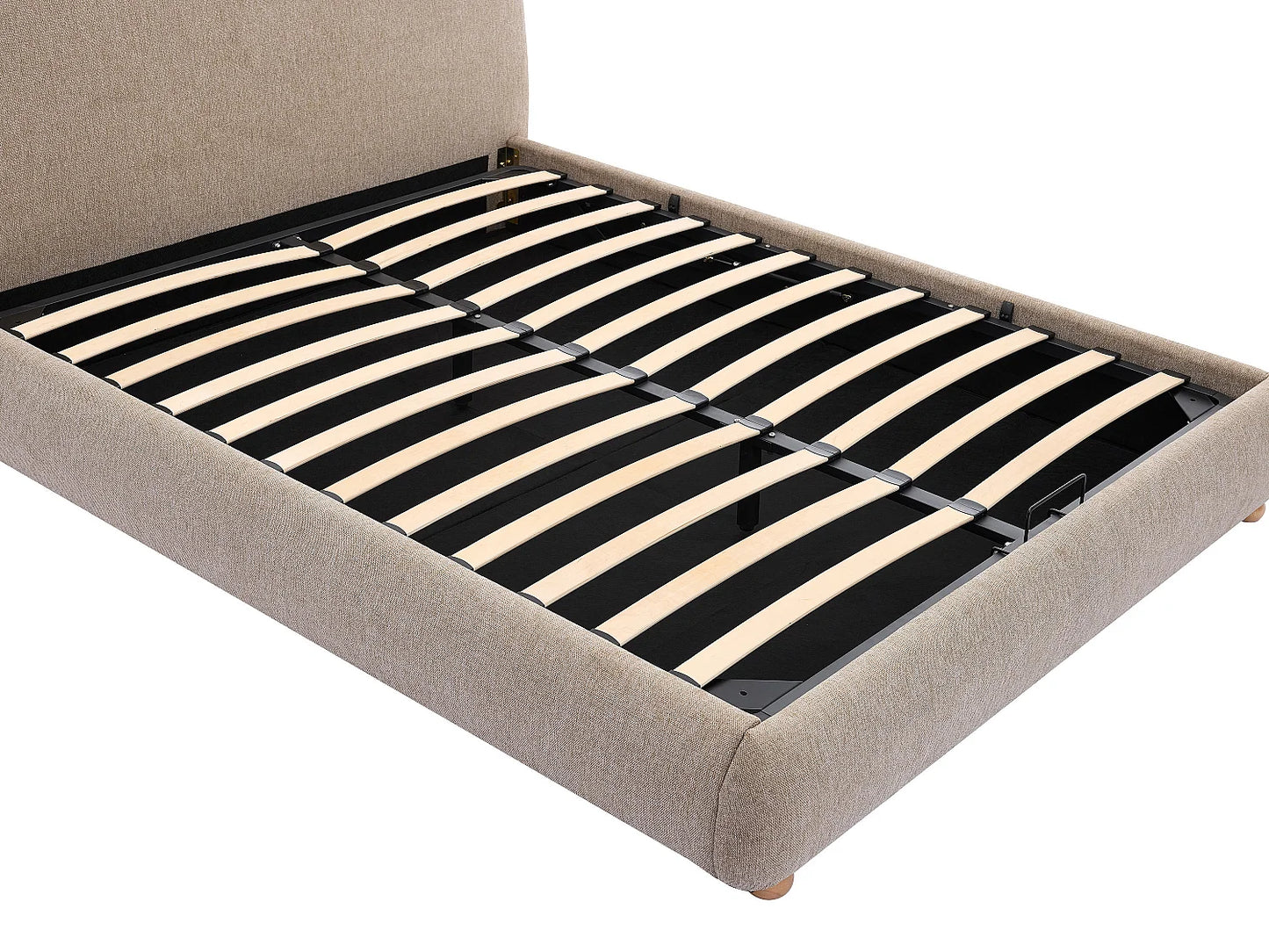 Lit Coffre Japandi Tissu Teinte Taupe - Vanari