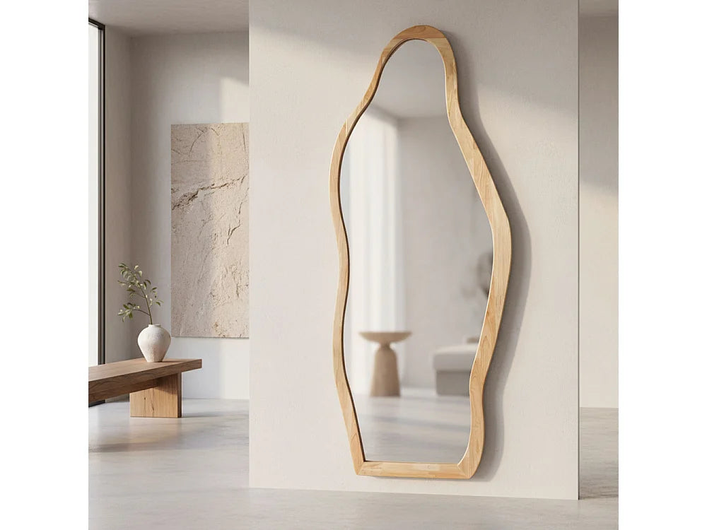 Grand Miroir Japandi Organique Bois Clair - Solea