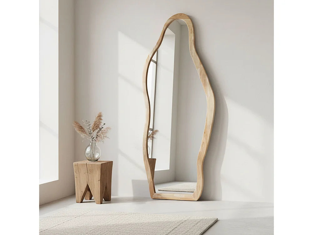 Grand Miroir Japandi Organique Bois Clair - Solea
