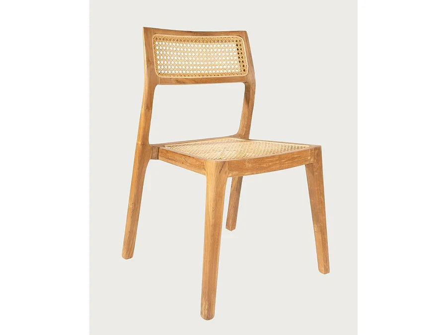 Duo Chaises Japandi Teck Massif Rotin - Canopee