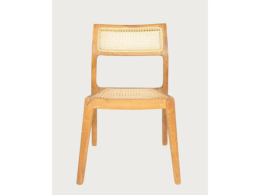 Duo Chaises Japandi Teck Massif Rotin - Canopee